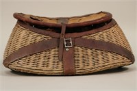 Wicker Fish Creel With Leather Bindings and Strap