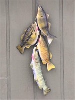 Stringer of four Hand Carved & Painted Fish