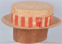 BUICK ADVERTISING STRAW HAT with WOOD HAT FORM