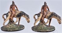 HUBLEY CAST IRON INDIAN on HORSE BOOK ENDS