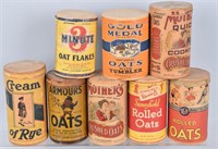 8-VINTAGE OAT MEAL ADVERTISING CONTAINERS
