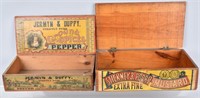 2-ADVERTISING WOOD CRATES, MUSTARD and PEPPER
