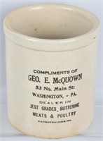 GEO E McQUOWN MEAT & POULTRY ADVERTISING CROCK