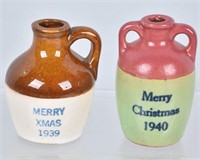 MERRY CHRISTMAS 1939 & 1940 UHL MINIATURE JUGS