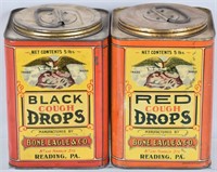 2- BONE EAGLE & CO RED & BLACK COUGH DROP TINS