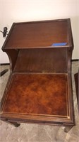 Vintage step table with leather insert & on