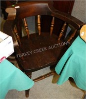 WOOD CAPTAINS CHAIR W/ PLANK SEAT