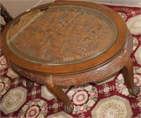 ORNATELY CARVED ORIENTAL COFFEE TABLE W/