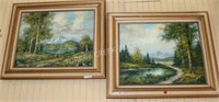2 OIL ON CANVAS LANDSCAPE PAINTINGS SIGNED