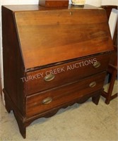 EARLY 19TH C. PINE DROP FRONT DESK W/ ROSE