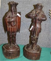 PAIR OF CARVED WOOD KINGS, SIM TO LRG CHESS