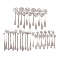 Hand Chased Rose sterling flatware by Schofield