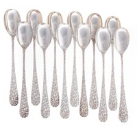 Set of 12 Stieff "Rose" sterling parfait spoons