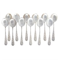 Set of 12 Schofield sterling gumbo soup spoons