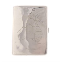 Sterling cigarette case with map of Australia