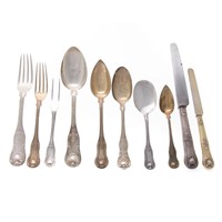 Assembled set of French & American silver flatware