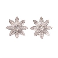 A Pair of Lady's 18K Diamond Flower Earrings
