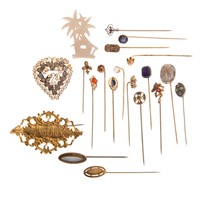 A Collection of Stick Pins and Brooches