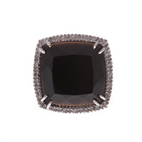 A Lady's 18K Black Onyx & Diamond Cocktail Ring