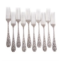 Set of 10 Schofield sterling silver dinner forks