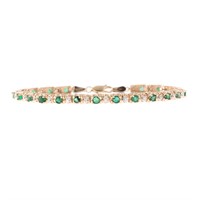 A Lady's Emerald and Diamond Line Bracelet