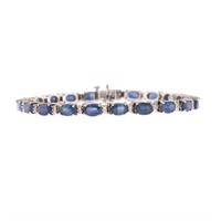 A Lady's Sapphire and Diamond Bracelet in 14K