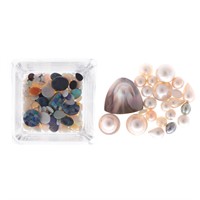 A Bag of Loose Opals and Pearls