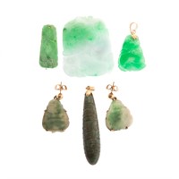 An Assortment of Hand Carved Jade Pendants