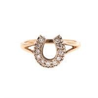 A Lady's Diamond Horse Shoe Ring in 14K Gold
