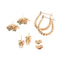 A Trio of Lady's Earrings in 14K Gold