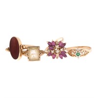 Four Lady's Gemstone Rings in Gold