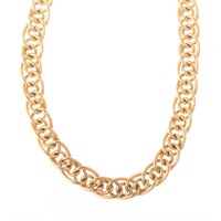 A Lady's 14K Yellow Gold Double Link Necklace