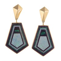 A Pair of Inlayed Opal Earrings by James Kaufmann