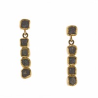 A Pair of Raw, Natural Diamond Earrings in 22K