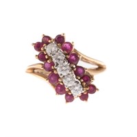 A Lady's Ruby and Diamond Cocktail Ring