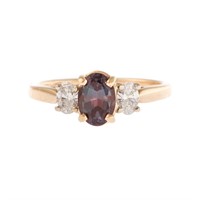 A Lady's Natural Alexandrite and Diamond Ring