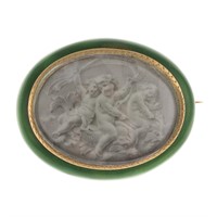 A 19th Century Gold Enamel Painted Brooch