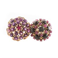 A Pair of Lady's Gemstone Cluster Rings in Gold
