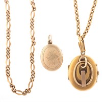 A Pair of Lockets Accompanied by Chains