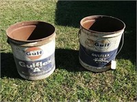 Vintage gulf oil buckets