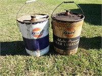Vintage Gulf oil buckets