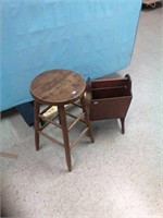 Wood stool and magazine rack