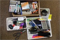 Calculators, Pens, Staplers, Scissors, paper clips