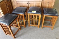 4 Leather Topped Stools - Counter height