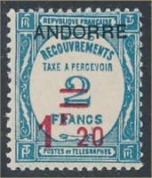 ANDORRA FRENCH #J13 MINT AVE H