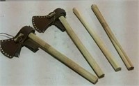 two throwing hatchets
