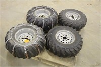 (4) 2000 HONDA FOREMAN TIRES WITH REAR TIRE CHAINS