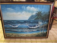 H. Bock Original Seascape Large Framed Oil