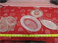 4pc Antique 1000 Eyes Clear Glass Serving Pieces