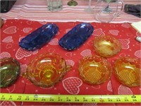 7pc Vintage Glass - Green / Amber / Cobalt